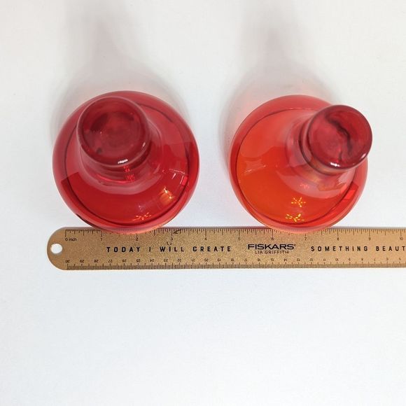 Mid Century Coupe Glass Set of 2 Cranberry Red Vintage Retro - Picture 8 of 10